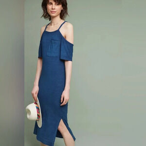 Cloth & Stone x Anthropologie | Juliette Open-Shoulder Maxi Shirt Dress - Size M